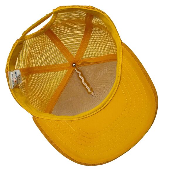 Vintage KW Pipeline Inc Patch Trucker Hat Baseball Cap 80s Backhoe Mesh Yellow - Picture 4 of 10